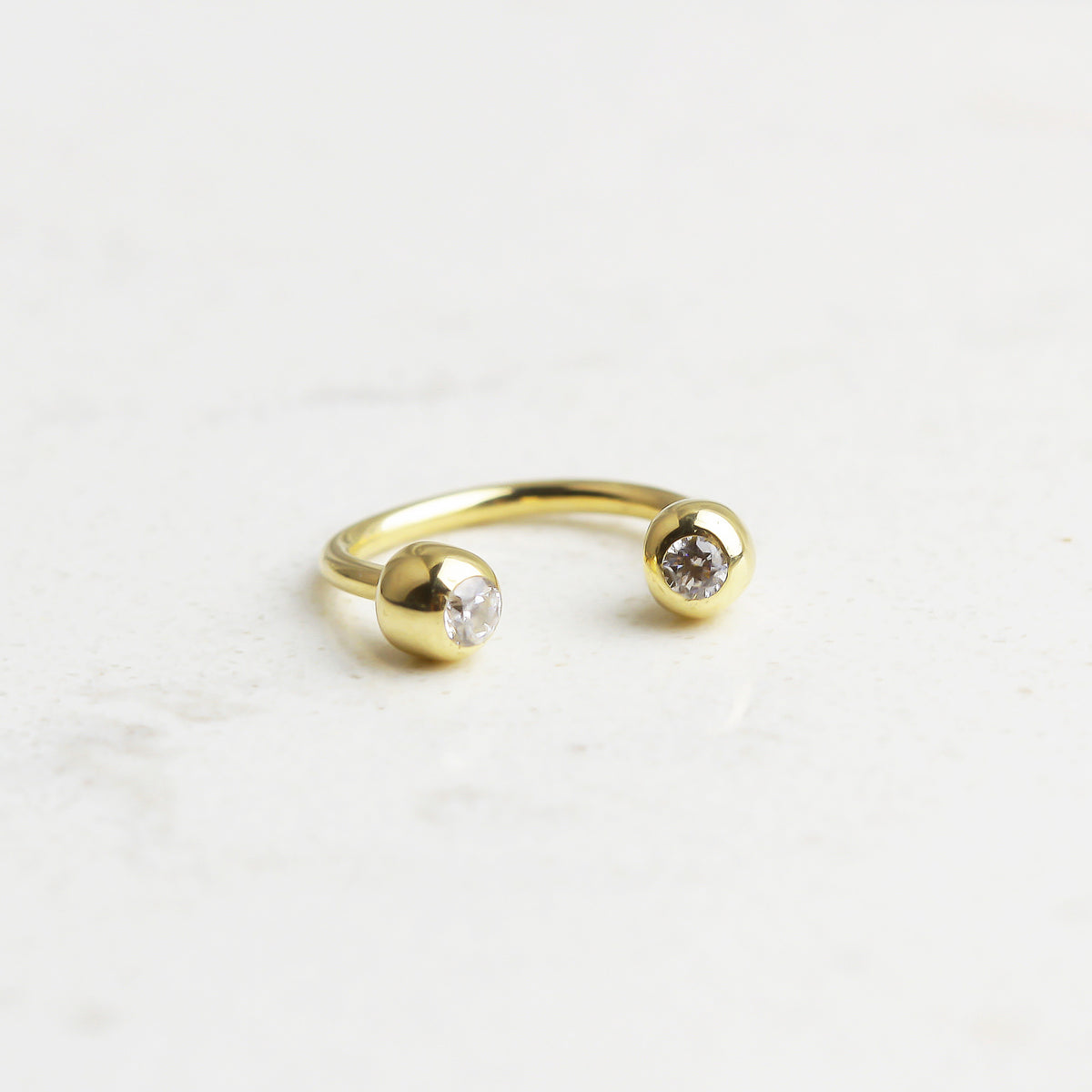 14k Solid Gold Stone Half Ring Piercing - alternate view 2