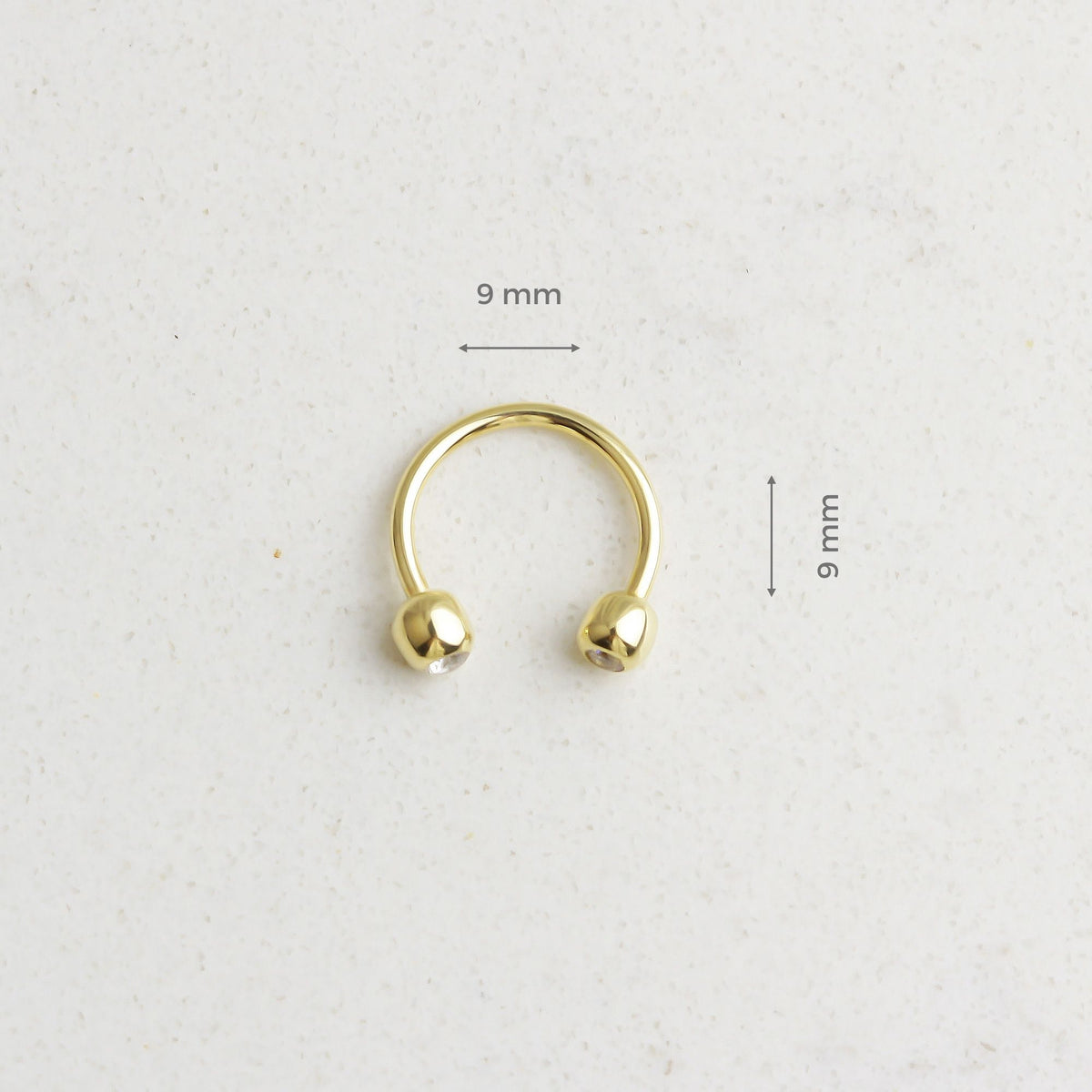 14k Solid Gold Stone Half Ring Piercing - alternate view 3