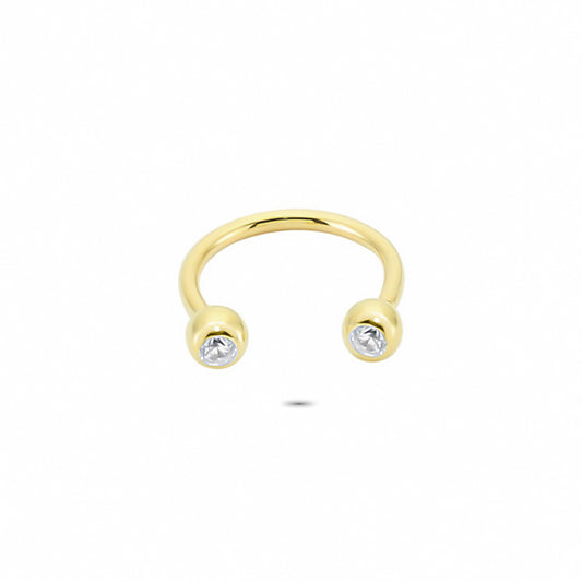 14k Solid Gold Stone Half Ring Piercing