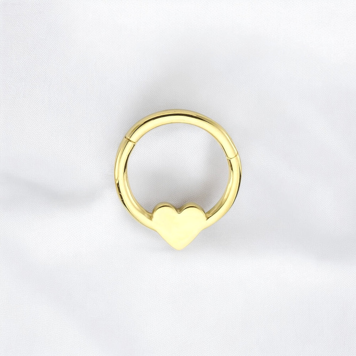 14k Solid Gold Heart Ring Piercing