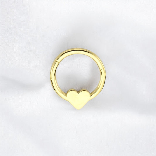 14k Solid Gold Heart Ring Piercing