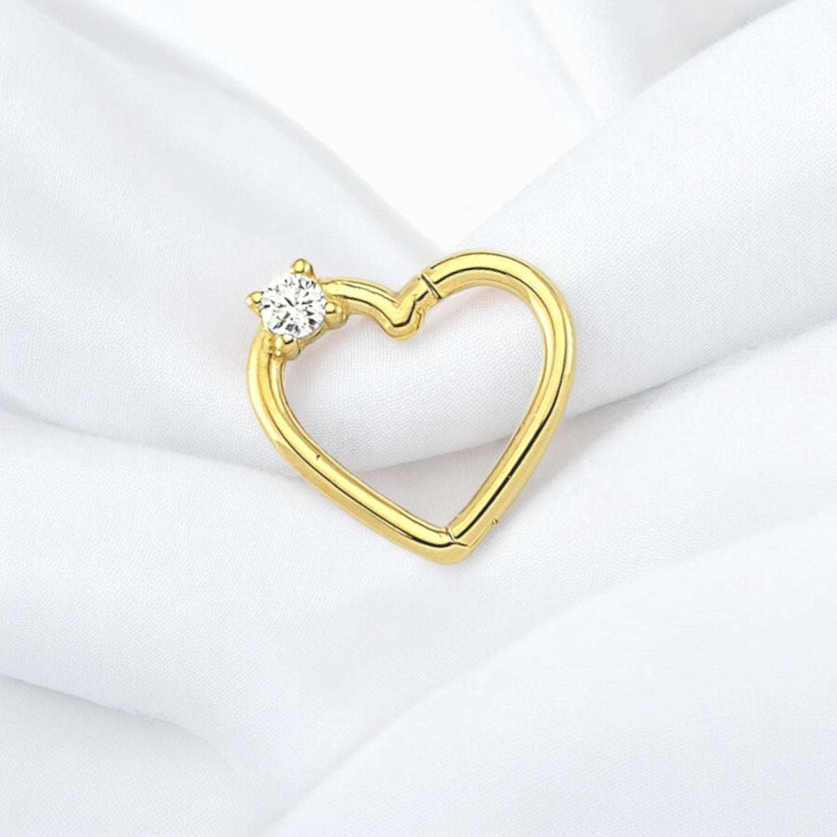 14k Solid Gold Heart Piercing