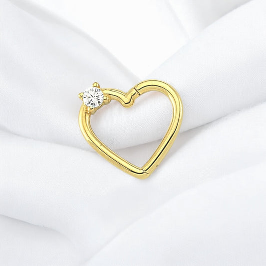 14k Solid Gold Heart Piercing