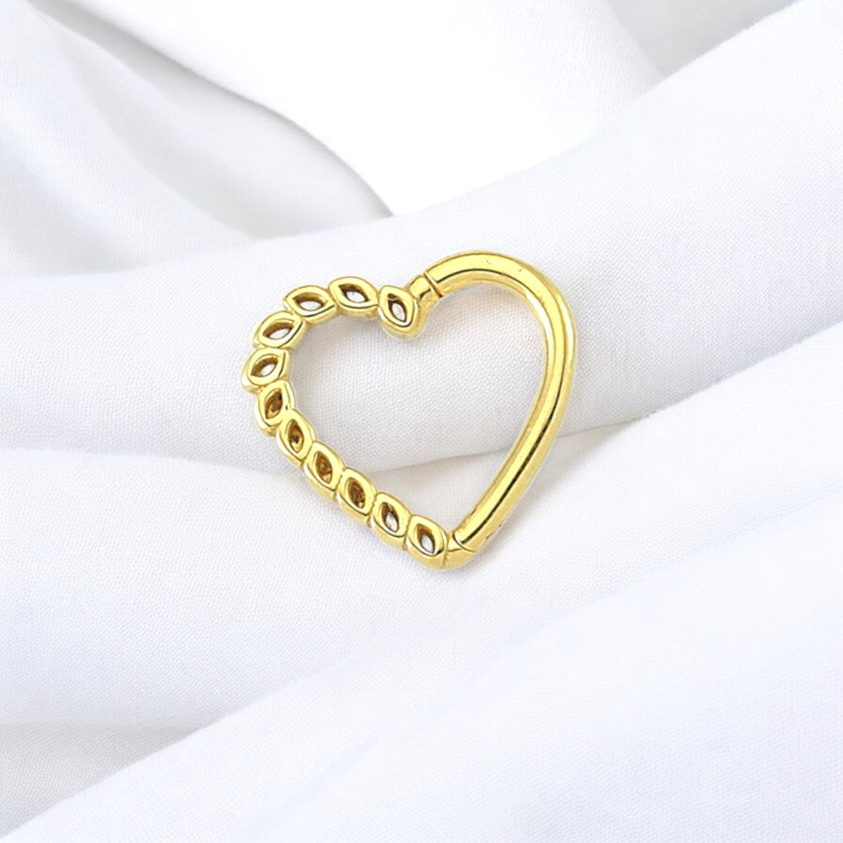 14k Solid Gold Heart Piercing