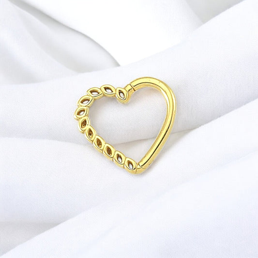 14k Solid Gold Heart Piercing