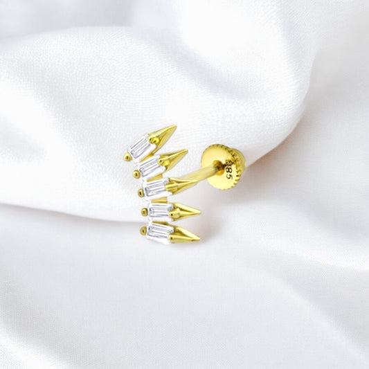 14k Solid Gold Baguette Helix Piercing