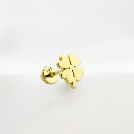 14k Solid Gold Clover Helix Piercing