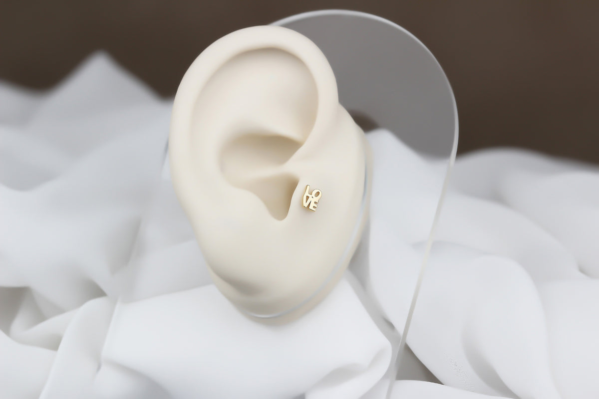 14k Solid Gold Love Tragus Piercing - alternate view 5