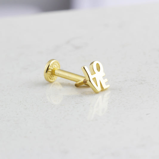 14k Solid Gold Love Tragus Piercing - alternate view 2