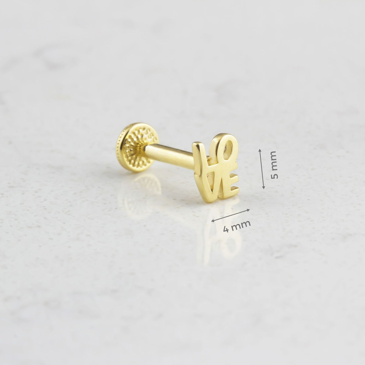14k Solid Gold Love Tragus Piercing - alternate view 3
