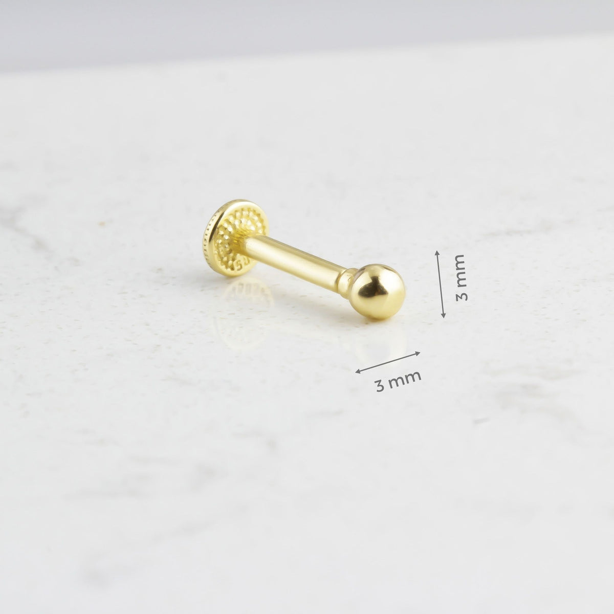 14k Solid Gold Ball Tragus Piercing - alternate view 3