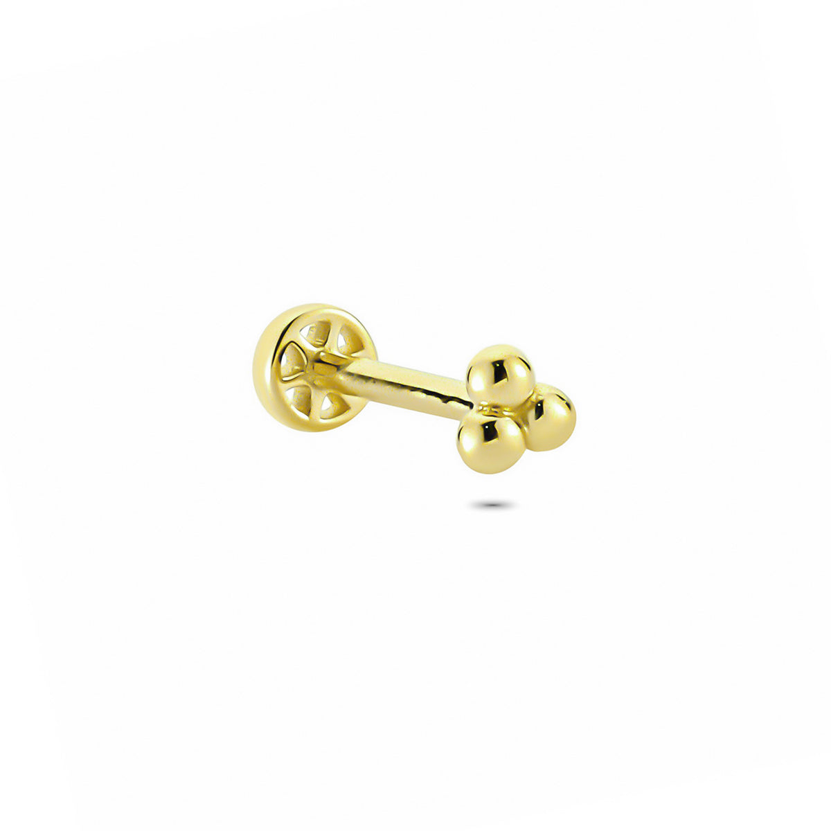 14k Solid Gold 3 Ball Tragus Piercing - alternate view 4
