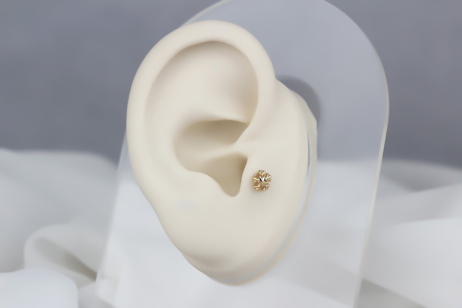 14k Solid Gold Snowflake Tragus Piercing - alternate view 5