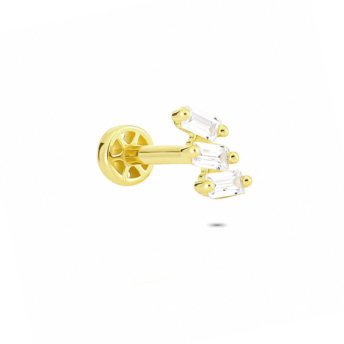 14k Solid Gold 3 Drumstick Tragus Piercing - alternate view 4