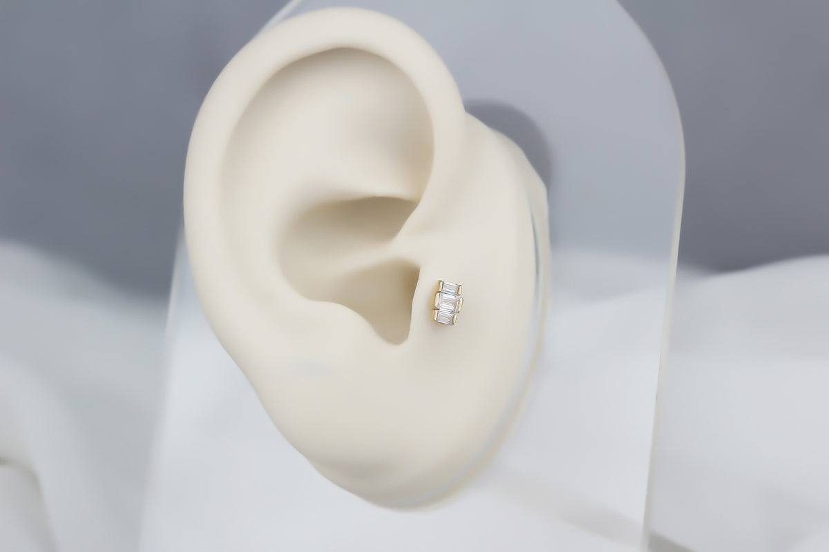 14k Solid Gold 3 Drumstick Tragus Piercing - alternate view 5