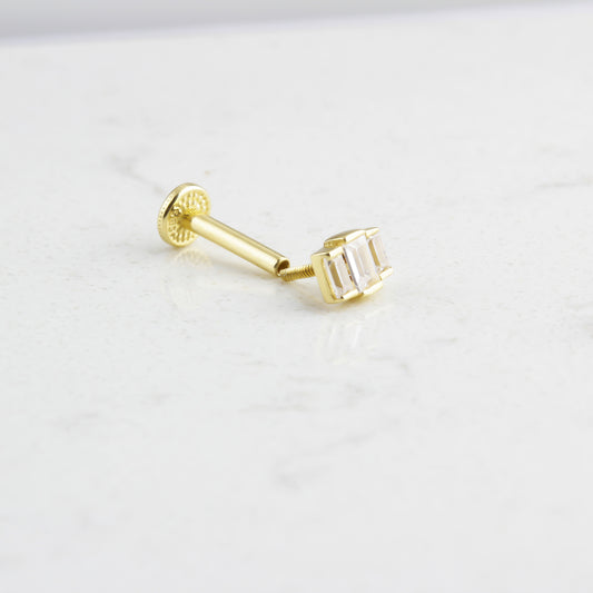 14k Solid Gold 3 Drumstick Tragus Piercing - alternate view 2
