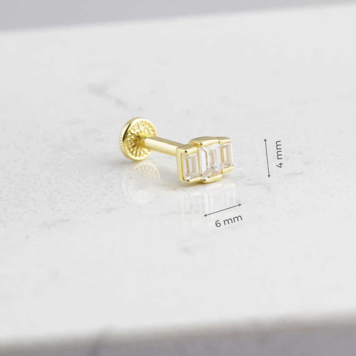 14k Solid Gold 3 Drumstick Tragus Piercing - alternate view 3