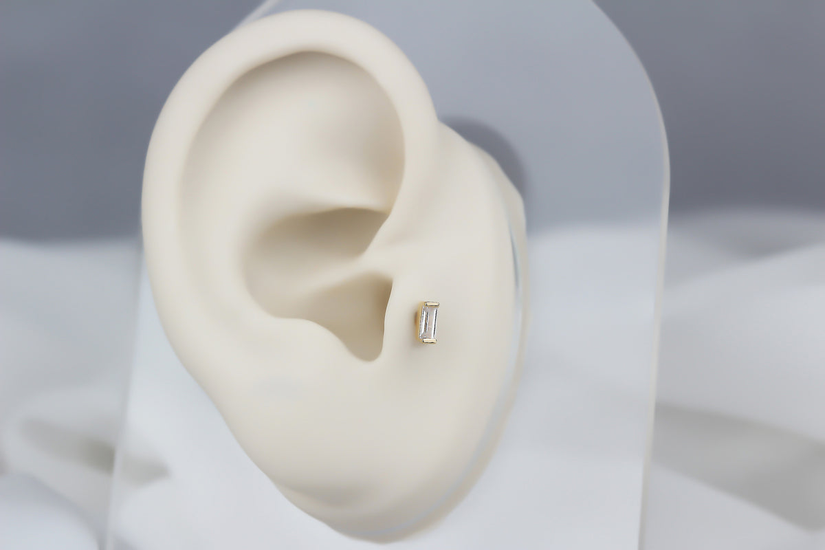14k Solid Gold Single Drumstick Tragus Piercing - alternate view 5