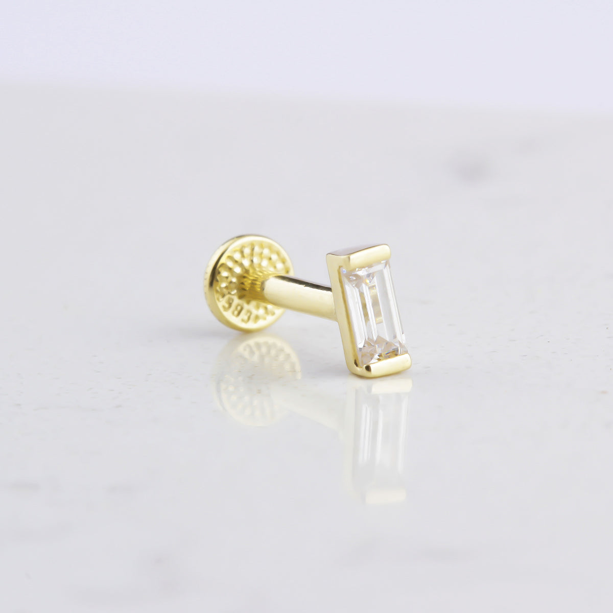 14k Solid Gold Single Drumstick Tragus Piercing
