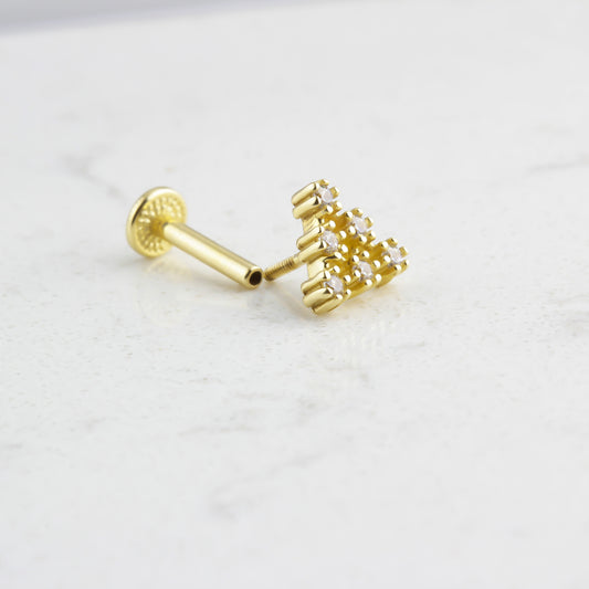 14k Solid Gold Pyramid Tragus Piercing - alternate view 2