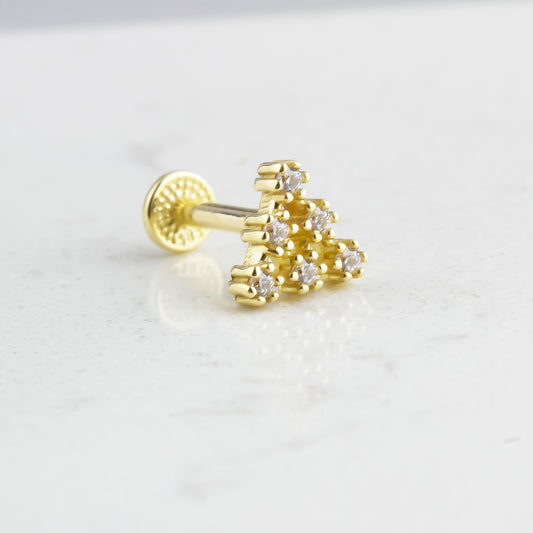 14k Solid Gold Pyramid Tragus Piercing