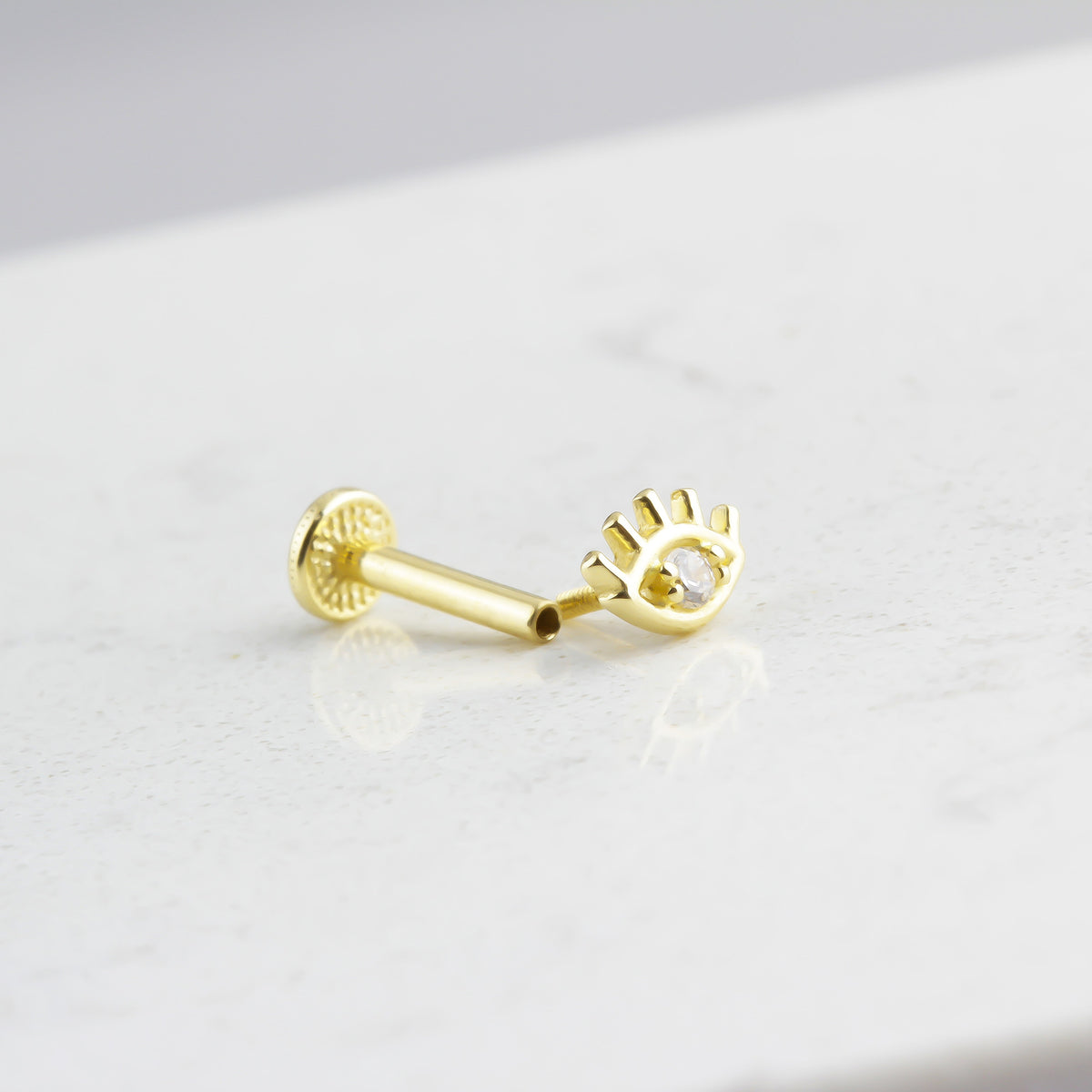 14k Solid Gold Eye Tragus Piercing - alternate view 2