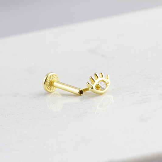 14k Solid Gold Eye Tragus Piercing - alternate view 2