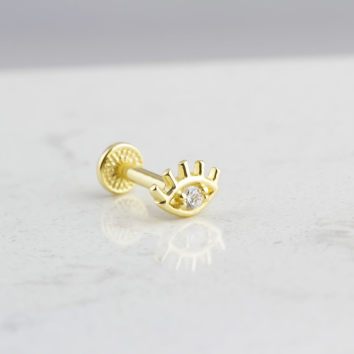 14k Solid Gold Eye Tragus Piercing