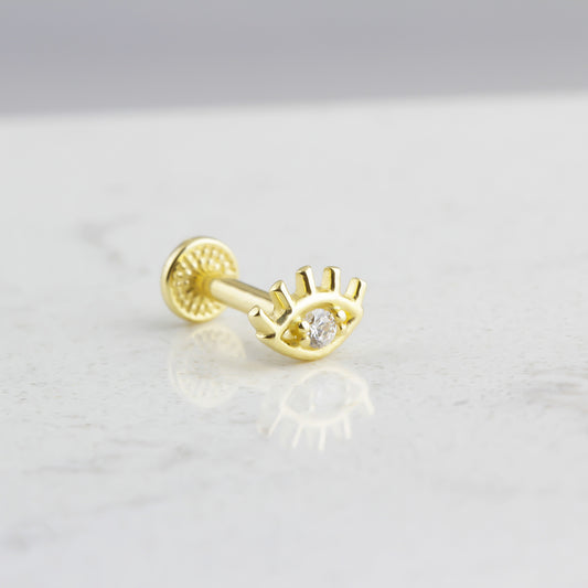 14k Solid Gold Eye Tragus Piercing
