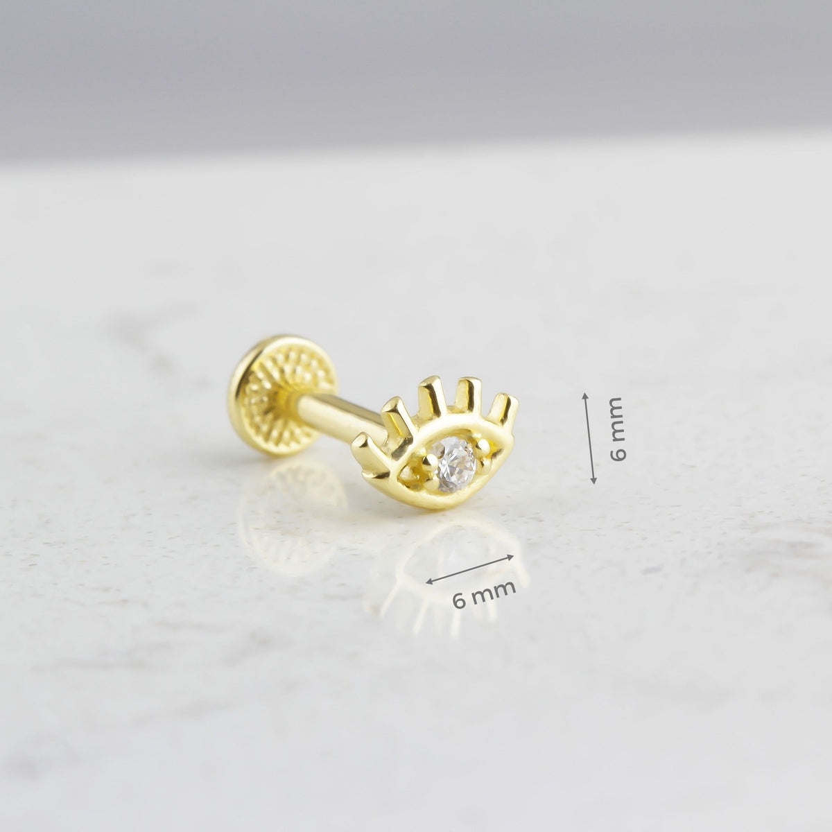 14k Solid Gold Eye Tragus Piercing - alternate view 3
