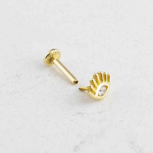 14k Solid Gold Eye Tragus Piercing - alternate view 2