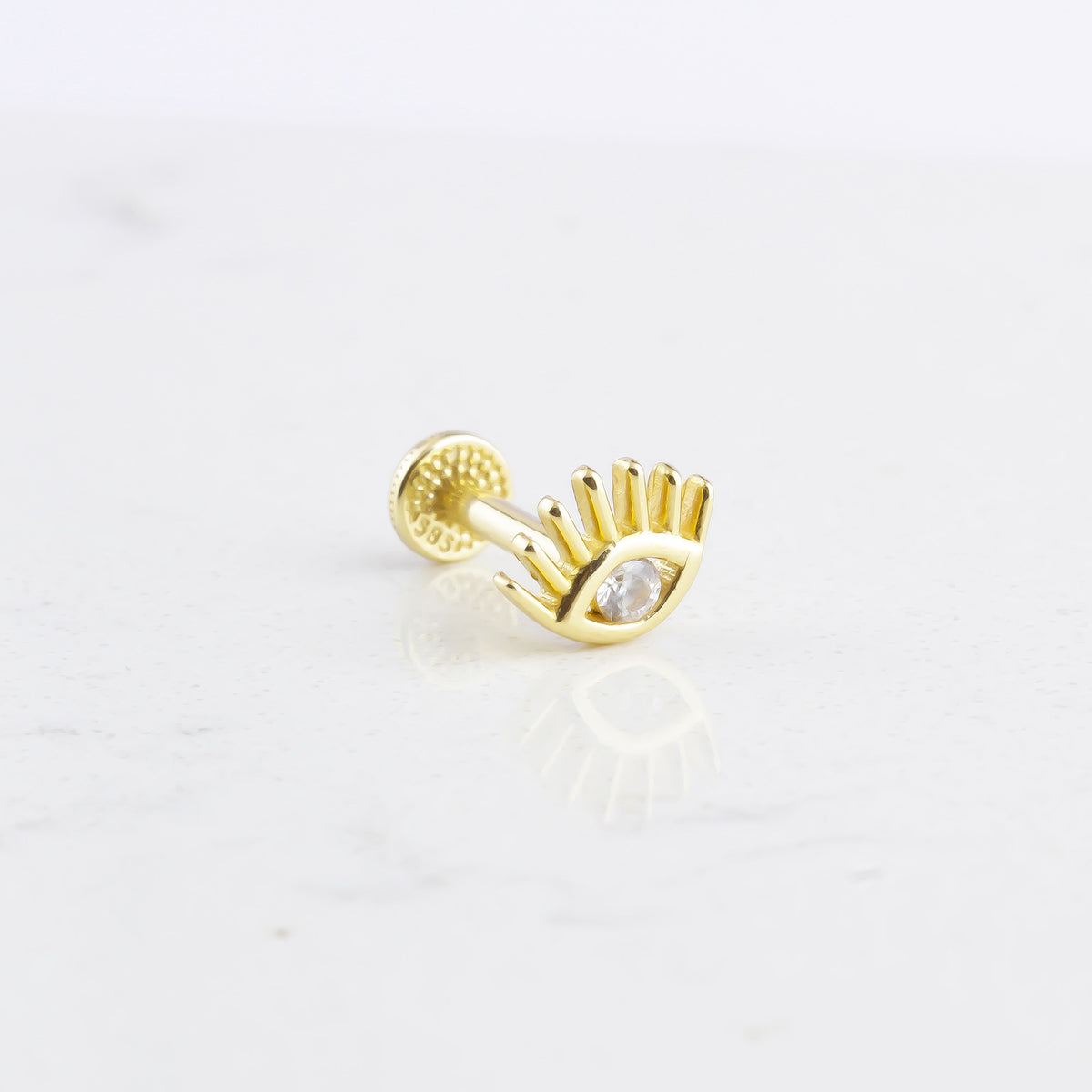14k Solid Gold Eye Tragus Piercing