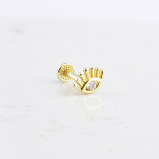 14k Solid Gold Eye Tragus Piercing