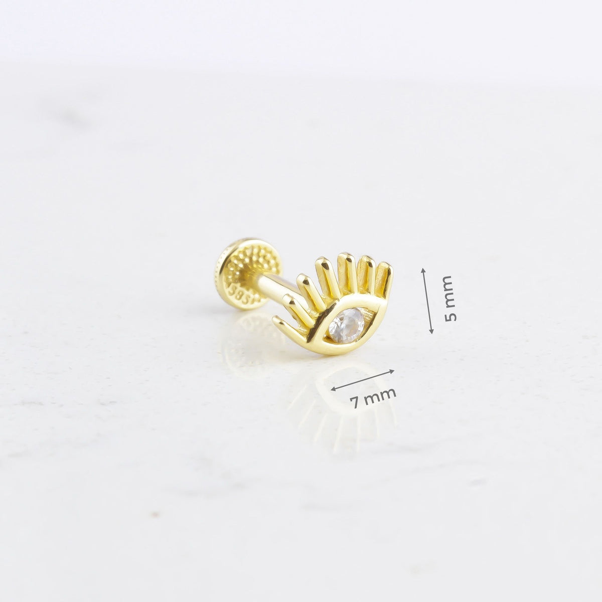 14k Solid Gold Eye Tragus Piercing - alternate view 3