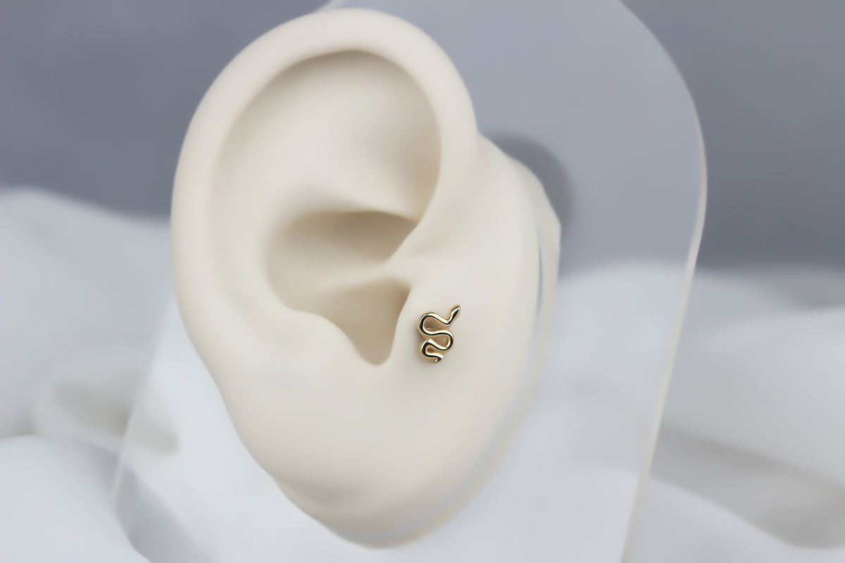 14k Solid Gold Snake Tragus Piercing - alternate view 5