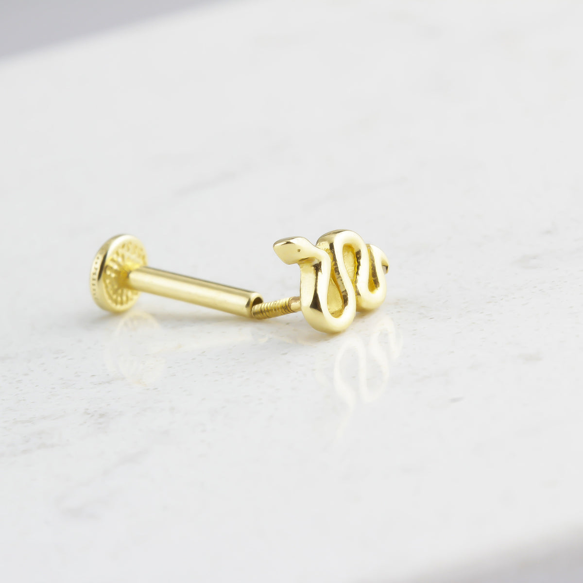 14k Solid Gold Snake Tragus Piercing - alternate view 2