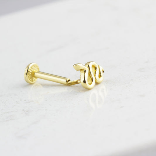 14k Solid Gold Snake Tragus Piercing - alternate view 2