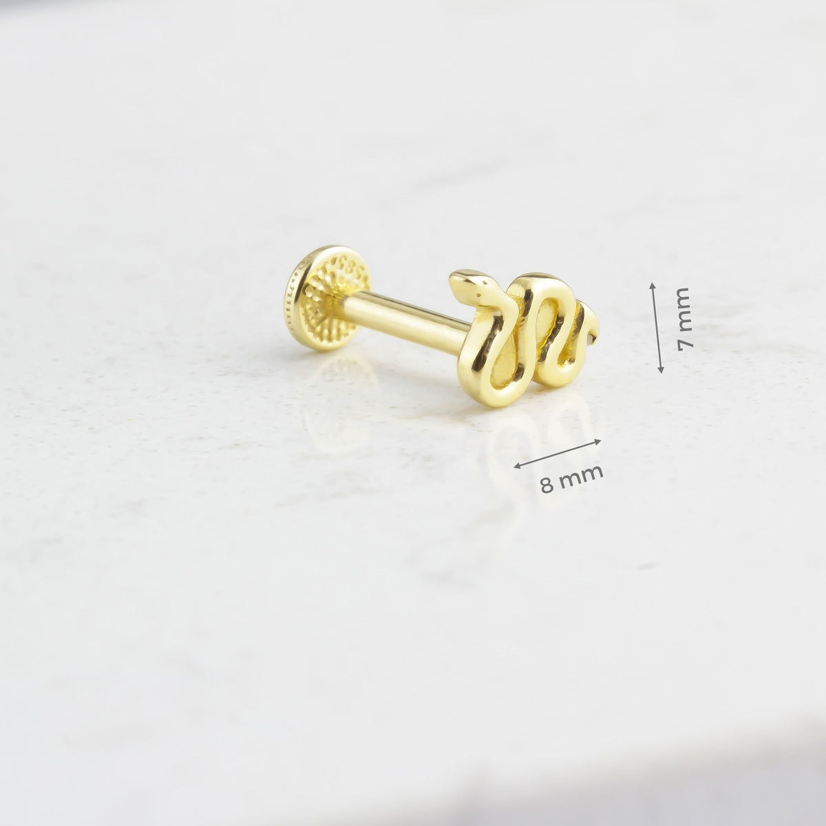 14k Solid Gold Snake Tragus Piercing - alternate view 3