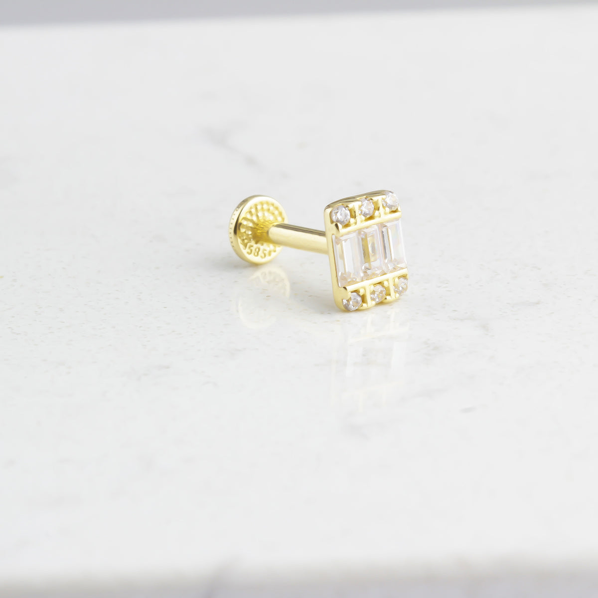 14k Solid Gold Drumstick Tragus Piercing