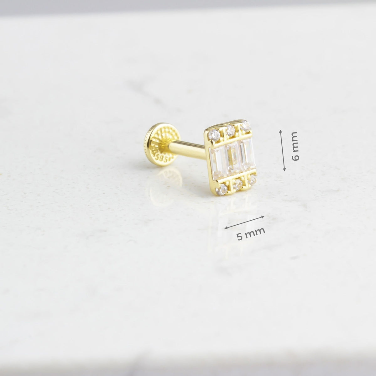 14k Solid Gold Drumstick Tragus Piercing - alternate view 3