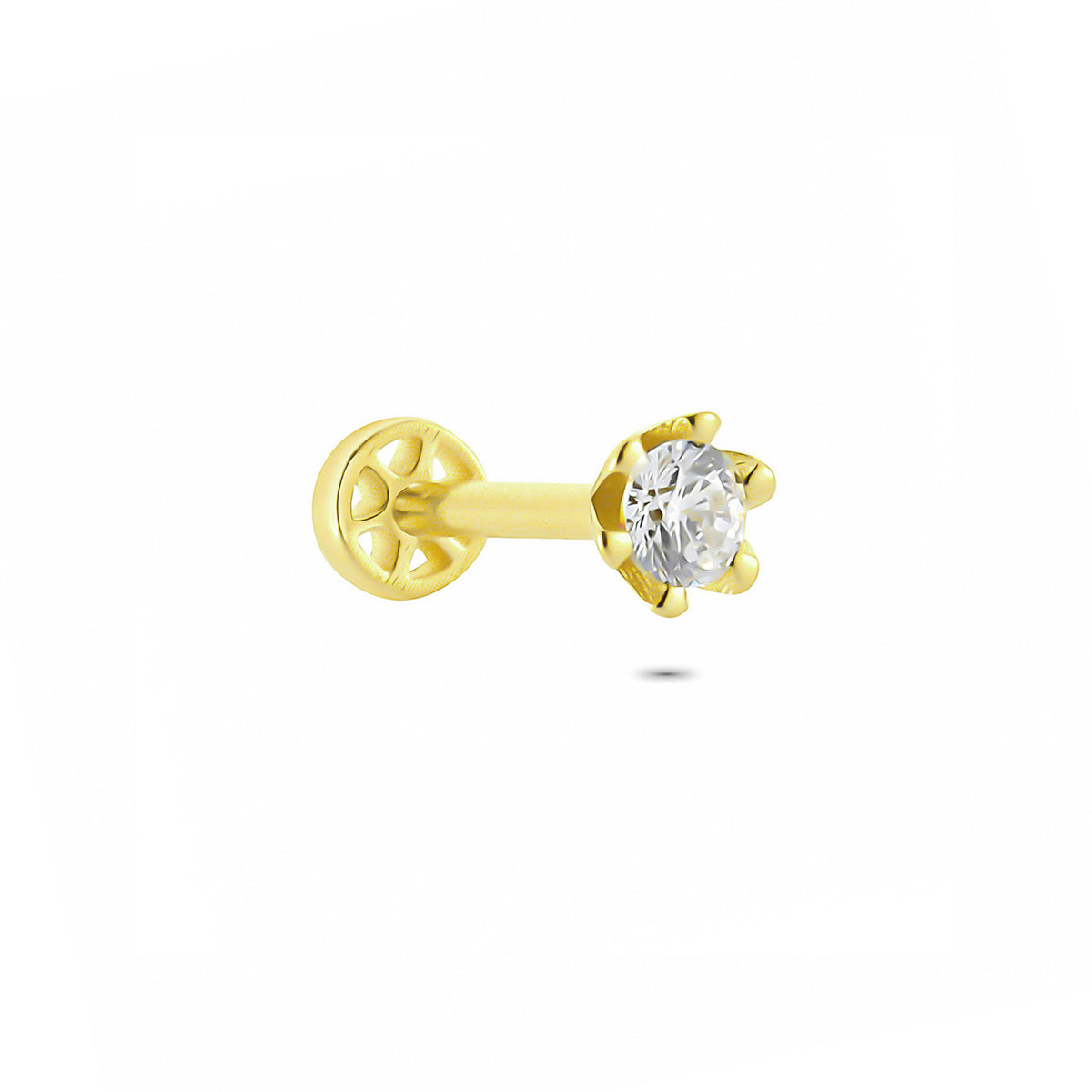 14k Solid Gold Solitaire Tragus Piercing - alternate view 4