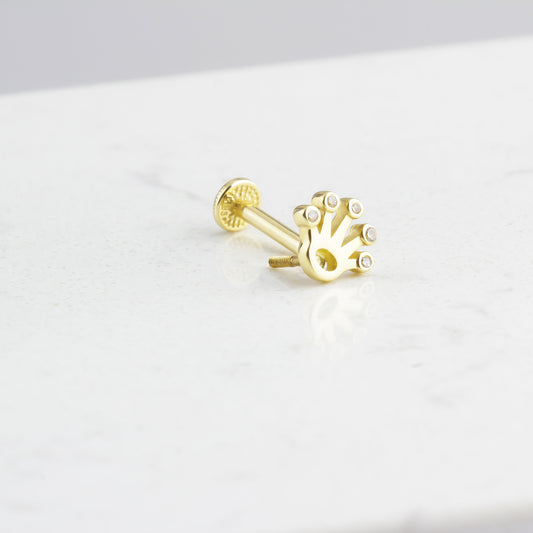 14k Solid Gold Crown Tragus Piercing - alternate view 2