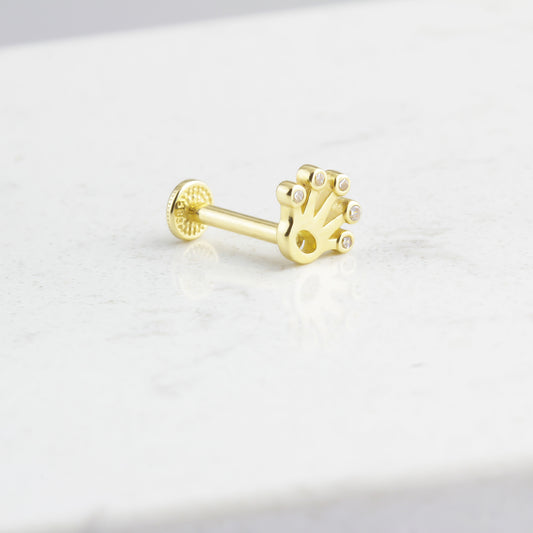 14k Solid Gold Crown Tragus Piercing