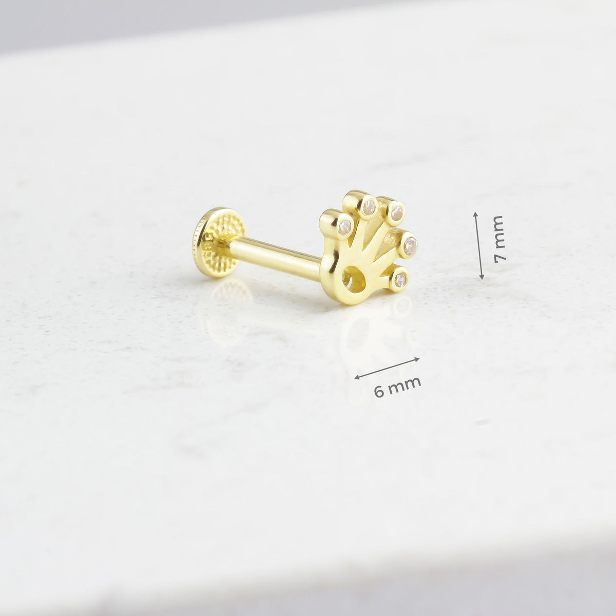 14k Solid Gold Crown Tragus Piercing - alternate view 3