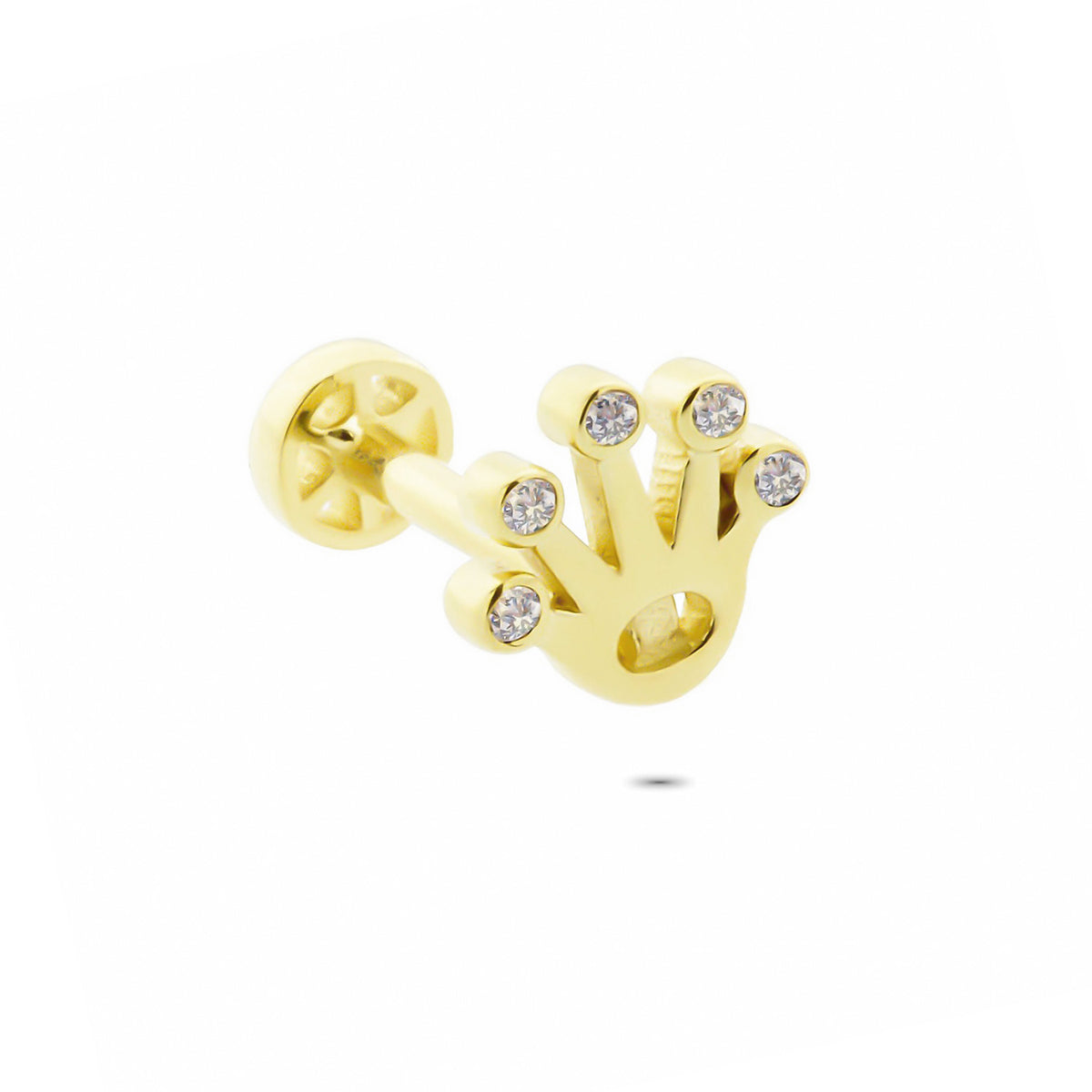 14k Solid Gold Crown Tragus Piercing - alternate view 4