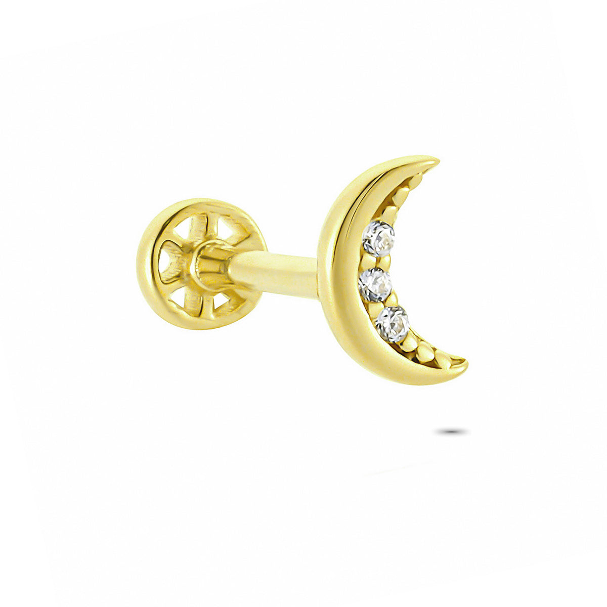 14k Solid Gold Moon Tragus Piercing - alternate view 4