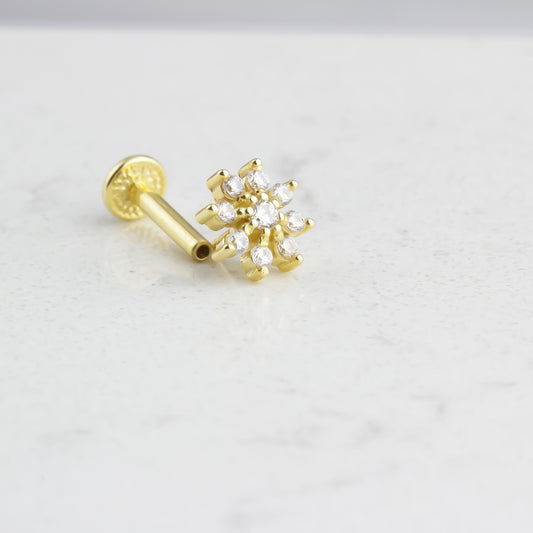 14k Solid Gold Flower Tragus Piercing - alternate view 2