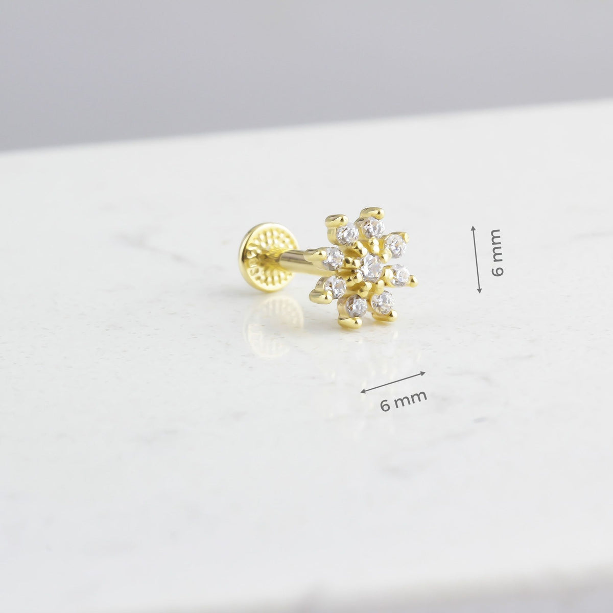 14k Solid Gold Flower Tragus Piercing - alternate view 3