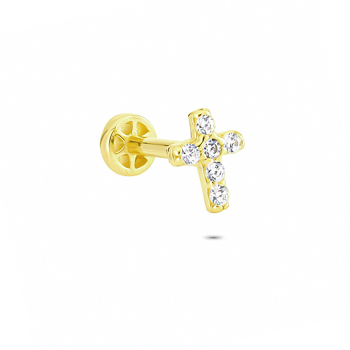 14k Solid Gold Cross Tragus Piercing - alternate view 4