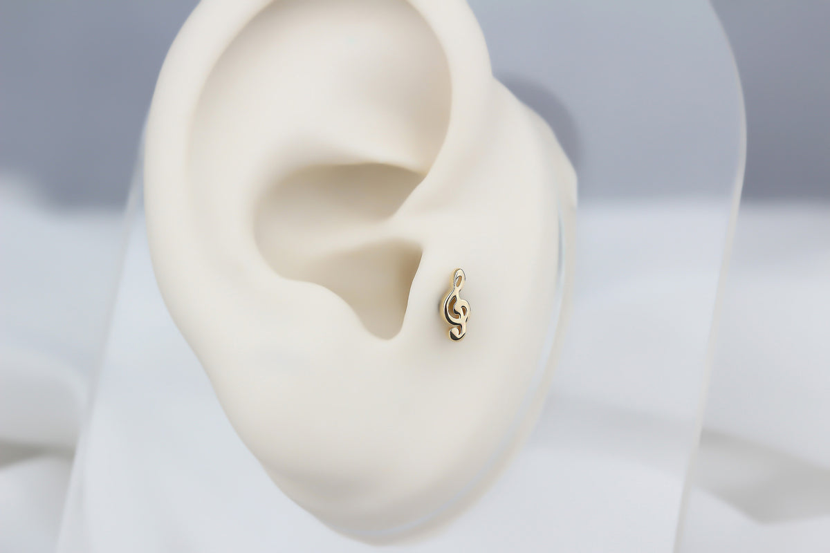 14k Solid Gold Left Wrench Tragus Piercing - alternate view 5